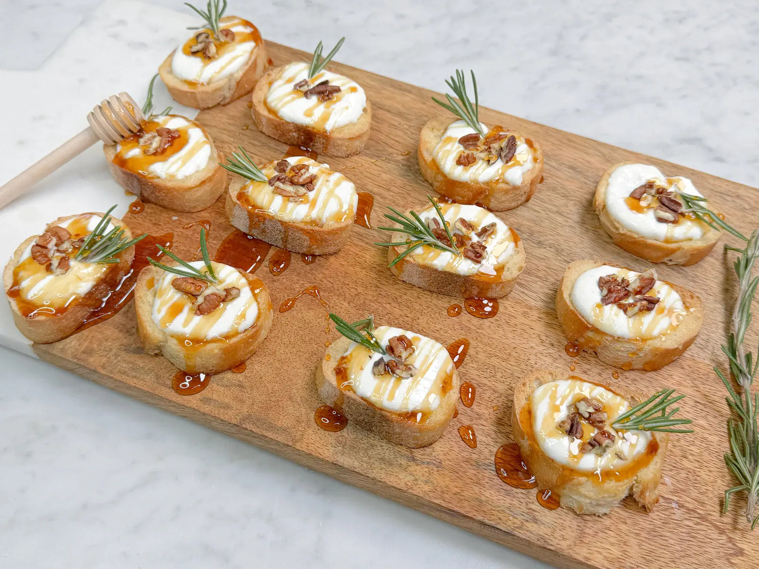 Whipped Feta Canapés with Honey and Candied Pecans