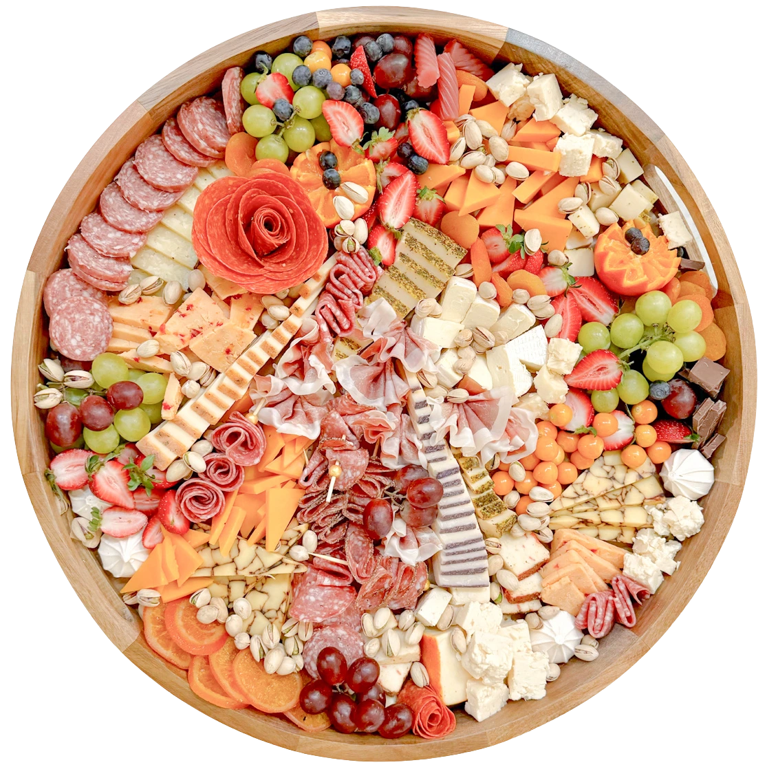 Large artisan charcuterie board by Fork and Flare featuring cheeses cured meats fruits and gourmet accompaniments styled for events in Orange County CA